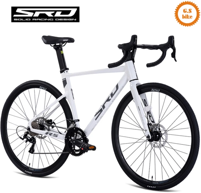 SRD 솔리드 레이싱 경량 로드자전거 R5 18단 듀얼레버 디스크브레이크, 1개, 166cm, SRD R5 510 루나 화이트 미조립