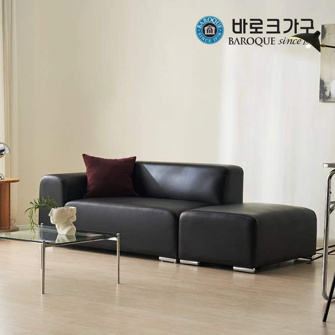바로크가구 베르니 인조가죽 소파 3인용, 블랙_팔걸이 좌형