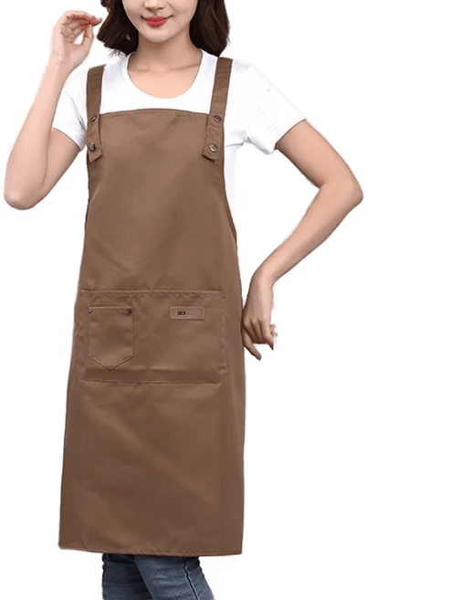 민스리빙 카페 데님 심플 앞치마, 브라운, 4개