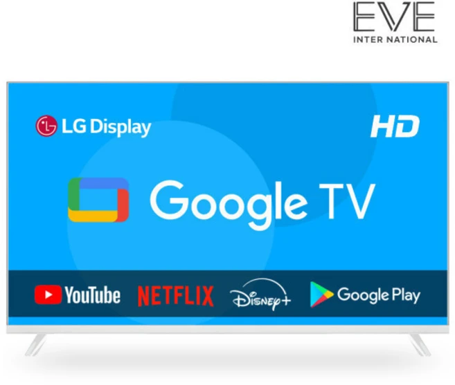 이브이 32인치 81cm HD 스마트 구글TV 화이트 LG패널 에너지효율 1등급, 고객직접설치, 스탠드형, 32인치 HD 구글TV 화이트