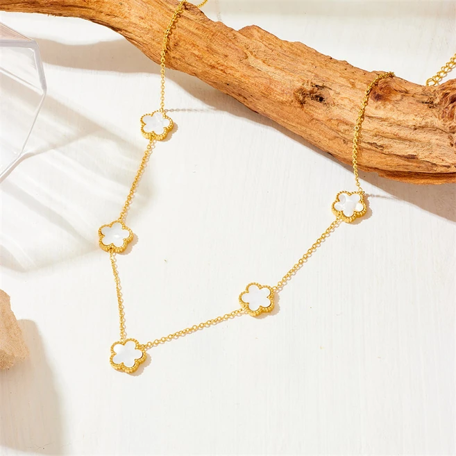 네잎클로버목걸이 우아한 럭셔리 클로버 컬러 주얼리 스테인리스 스틸 골드 여성용 목걸이
