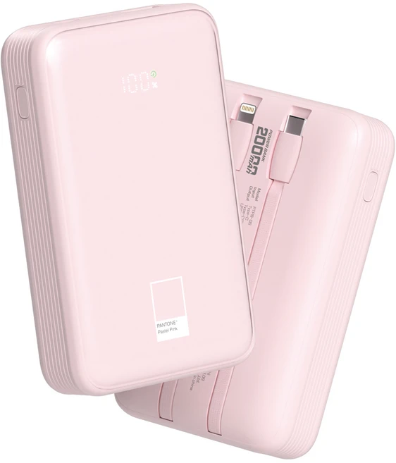 팬톤 22.5W PD 고속충전 빌트인 케이블 보조배터리 20000mAh, Pastel Pink