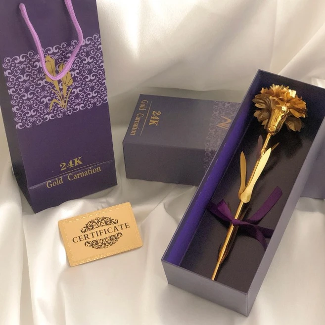 (1+1) GOLD 황금 카네이션 황금 장미 어버이날 부모님 선물, 1세트, 황금장미(1+1)