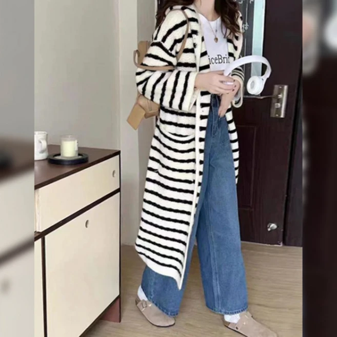 그리엘 후드 롱 니트 가디건