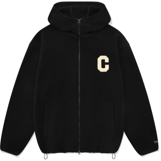 COVERNAT C 로고 플리스 후디 집업 블랙 108372