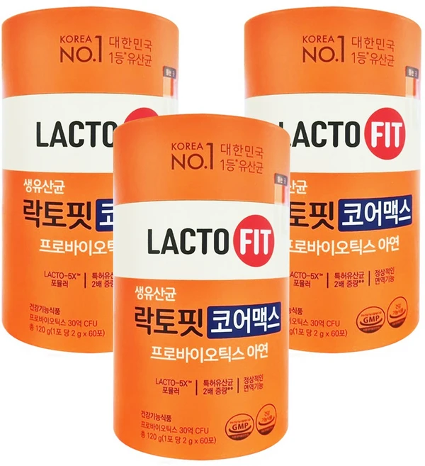 락토핏 종근당건강 생유산균 코어맥스, 120g, 3개
