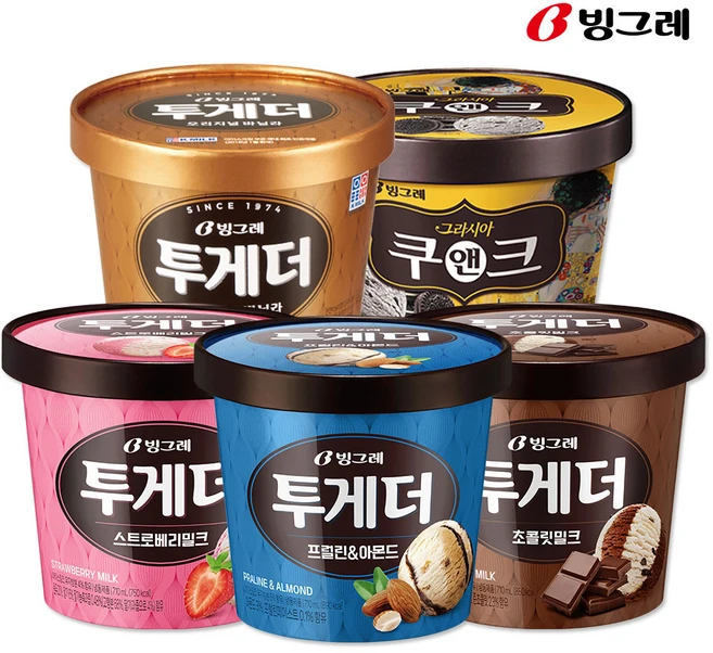 투게더 5종 혼합세트 (바닐라1 딸기1 아몬드1 초코1 쿠앤크1), 1개