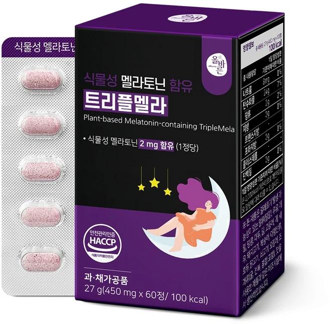 올바른 식물성 멜라토닌 함유 트리플멜라, 6개, 60정