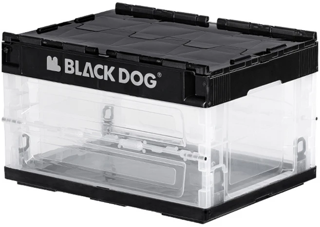 BLACKDOG 다용도 클리어 폴딩 캠핑 수납 박스 50L CBD2450XB015, 1개, 나이트 블랙