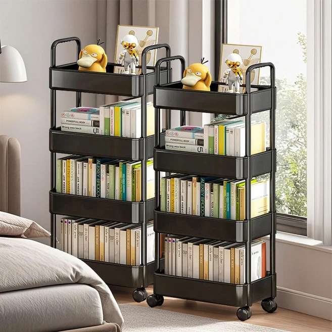 Tiger Pavilion 다기능 수납 트롤리, 블랙, 4단, 2개