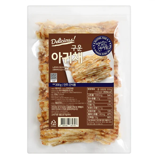해맑은푸드 구운 아귀채, 200g, 1개