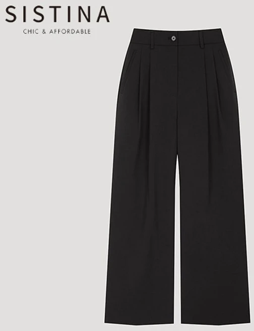 시스티나 투턱 와이드 팬츠 AWWSLO31050 BK
