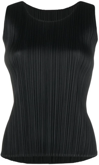 Pleats Please Issey Miyake 플리세 스쿱 넥 민소매 탑