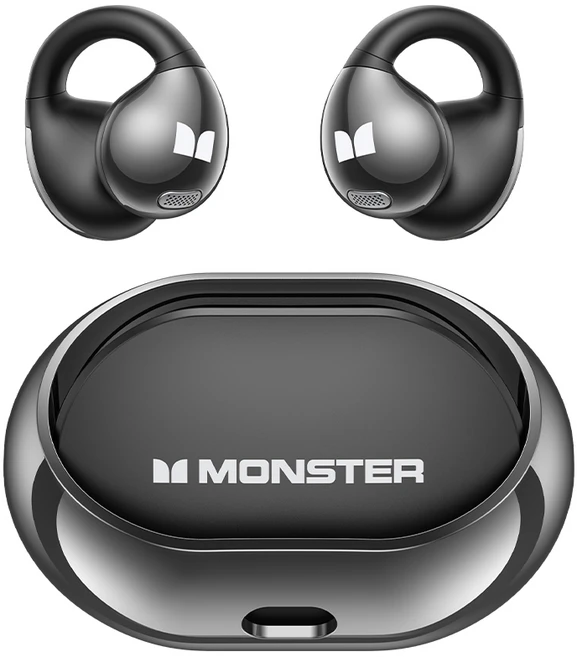 MONSTER 이어폰 블루투스 귀찌형 스포츠, 블랙, OPEN EAR AC600