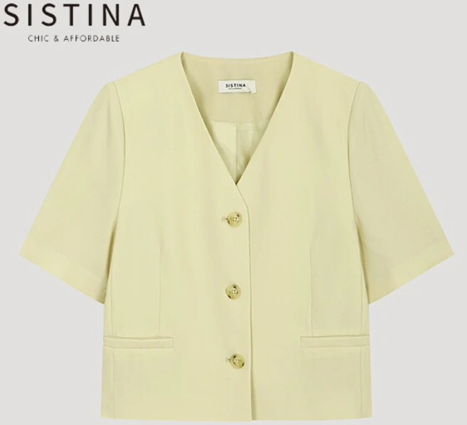 [시스티나] 브이넥 크롭 셋업 자켓_AWSJKO21050_LY