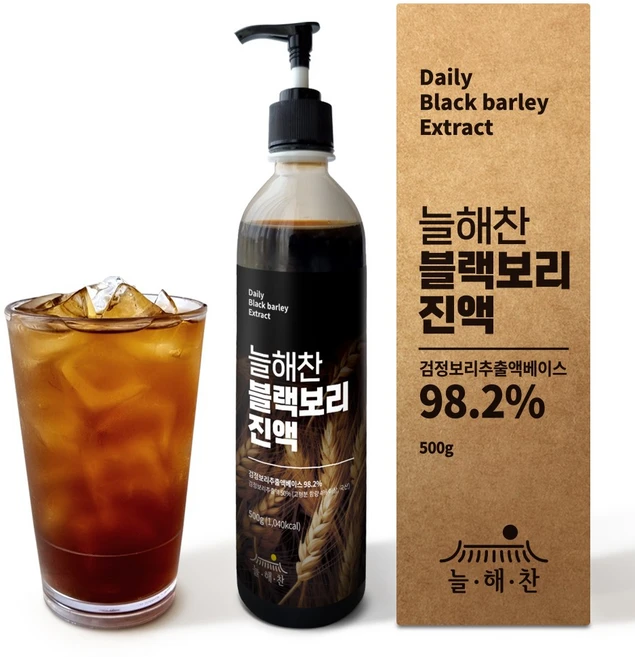 [늘해찬] 국내산 블랙보리 진액 블랙 보리차 진한 원액 엑기스 농축액, 1개, 500ml