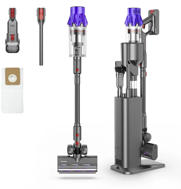 [2025년형] Teendow LDC 디스플레이 500W BLDC 무선청소기+먼지 비움 충전 스테이션 V11 STRONG MAX, 퍼플