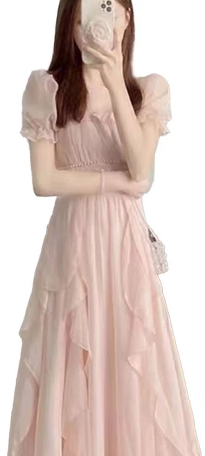 708090 여성 화이트 부드러운 롱 원피스