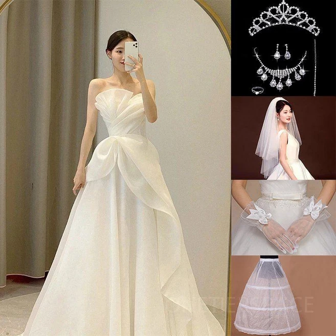 I대여아님I 튜브탑 파티 촬영 드레스 웨딩 셀프웨딩 야외웨딩 본식