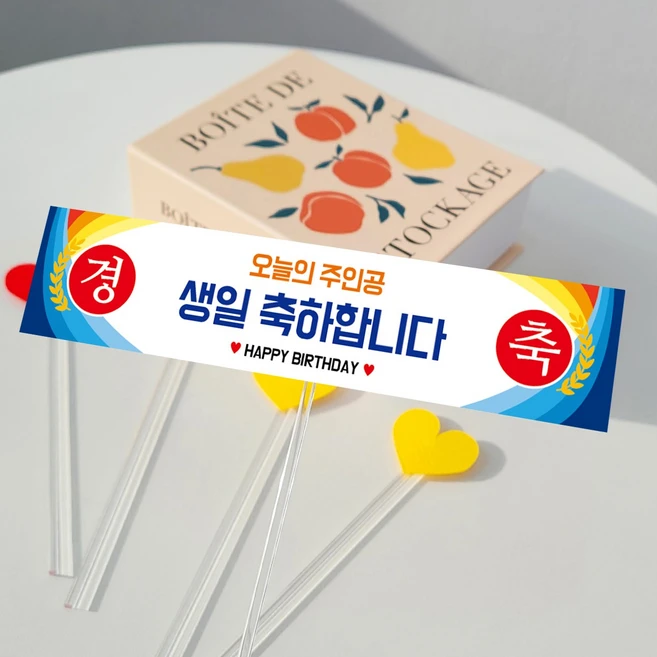 메이드팡 미니 현수막 토퍼 케이크 생일 생신 부모님 친구 파티용품 엄마 아빠 기념일, 3번(생일 공용), 1개, 혼합, 미니현수막토퍼