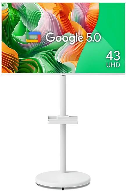 더함 4K UHD LED 스마트 120Hz 돌비 AI 구글 5.0 TV + 삼탠바이미 스탠드 라이트 세트, 109cm(43인치), UA431UHD M9GP CINEMA60 2025 WHITE, MS22-241-W, 스탠드형, 고객직접설치
