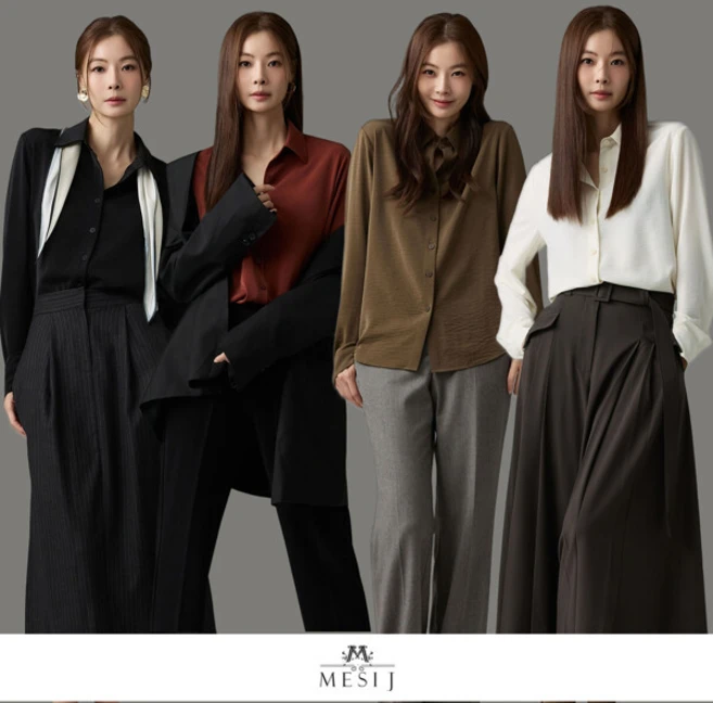 [배우 윤소이가 선택한] 메시제이 25FW 크링클 셔츠블라우스 4종