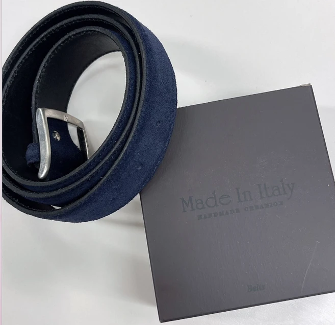 이탈리아 스웨이드 남성 벨트 / 네이비 컬러