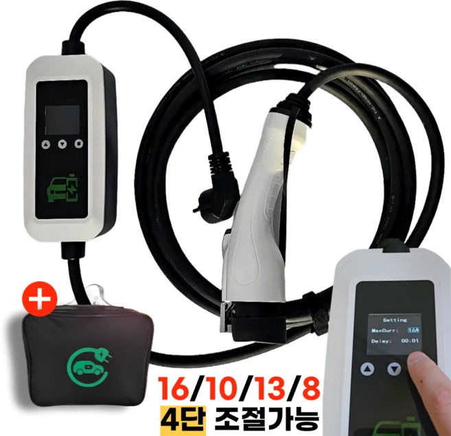 [젠플로] 5핀 16A 휴대용 전기차충전기 220V 5M 이동형 비상용 완속 충전 케이블, 3.5kw 5m