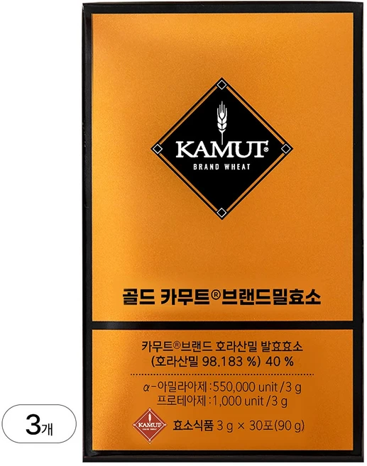 그레인온 골드 카무트 브랜드밀 효소, 90g, 3개