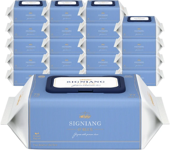 아이러브베베 시그니앙 75g 오블루 77매 20팩 캡형 아기물티슈, 20개