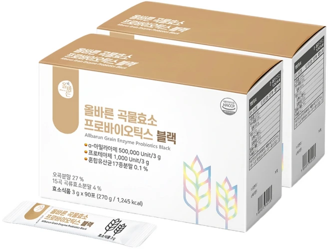 올바른 곡물효소 프로바이오틱스 블랙, 270g, 2개