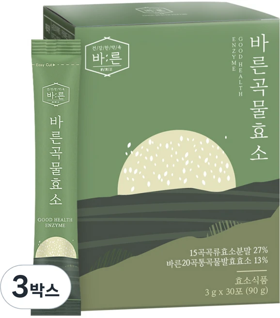 바른 국내산 저분자 발효 곡물효소, 90g, 3박스