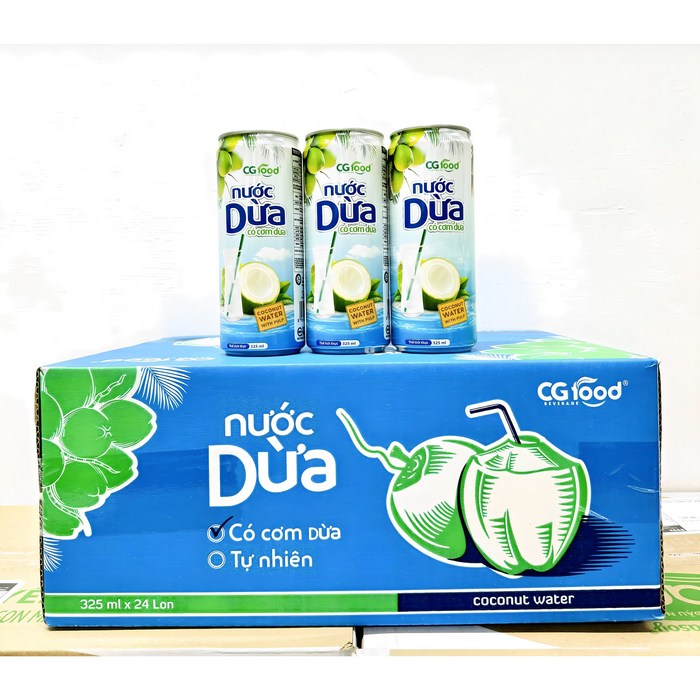 CG FOOD COCONUT WATER 베트남 코코넛 워터 코코넛 펄프 주스, 325ml, 24개 대표 이미지 - 코코넛 추천
