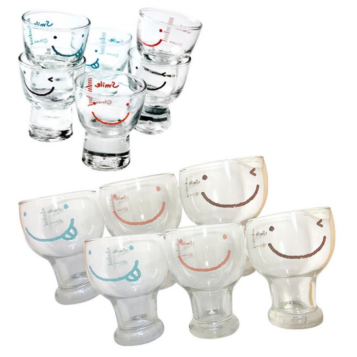 쓰임 스마일 와글와글 맥주컵 6개 + 소주잔 6개, 1세트 대표 이미지 - 맥주잔 추천
