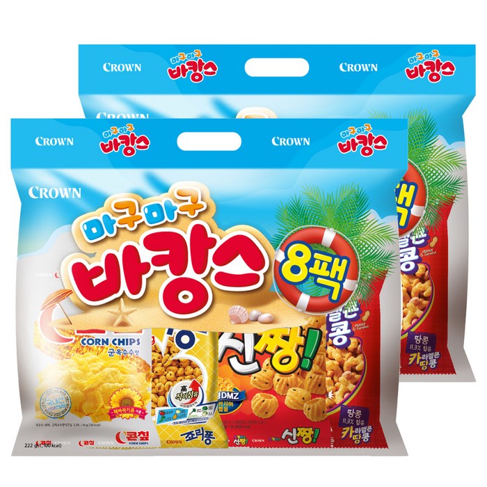 크라운 마구마구 바캉스 8팩 스낵 모음, 4종, 2세트 대표 이미지 - 럭키박스 추천
