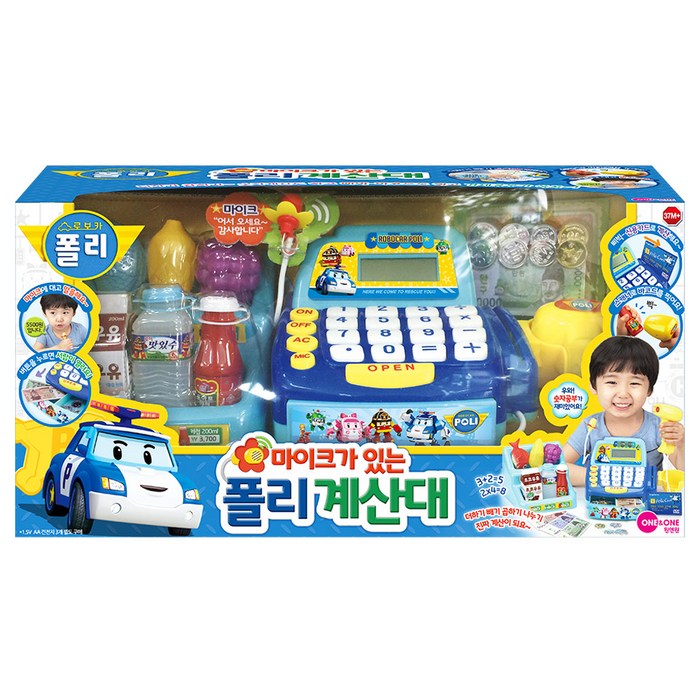 원앤원 로보카폴리 마이크가 있는 폴리 계산대놀이, 혼합 색상 대표 이미지 - 소꿉놀이 추천