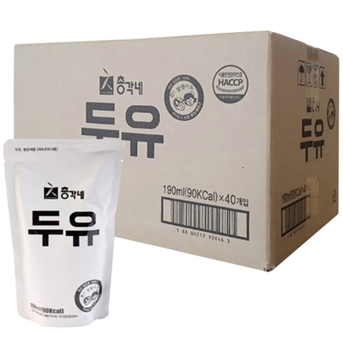 총각네 검은콩 두유, 190ml, 40개 대표 이미지 - 고소한 검은콩 두유 추천