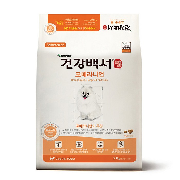 카길 건강백서 전연령 포메라니언 반려견 사료, 3.9kg, 1개 대표 이미지 - 포메라니안 사료 추천