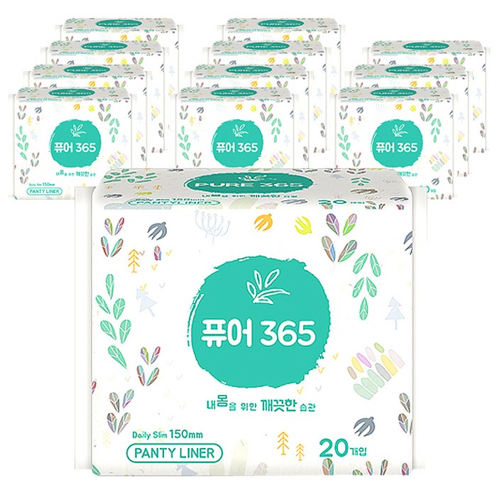 퓨어365 팬티라이너 슬림 150mm, 20개입, 12팩 대표 이미지 - 팬티라이너 추천