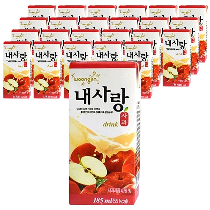웅진 내사랑 사과 드링크팩, 185ml, 24개 대표 이미지 - 무설탕 음료 추천