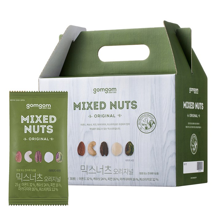 곰곰 혼합견과 오리지널, 25g, 30개입 대표 이미지 - 피칸 추천