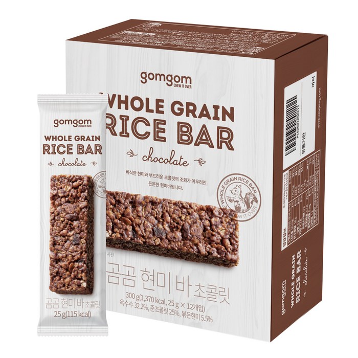 곰곰 시리얼바 현미 초콜릿, 25g, 12개입 대표 이미지 - 에너지바 맛있는거 추천