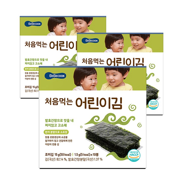 베베쿡 처음 먹는 어린이김, 오리지널, 30개입 대표 이미지 - 맛있는 김 추천