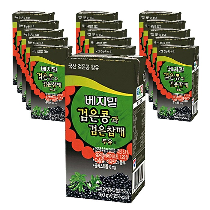 베지밀 검은콩과 검은참깨 두유, 190ml, 16개 대표 이미지 - 베지밀 추천