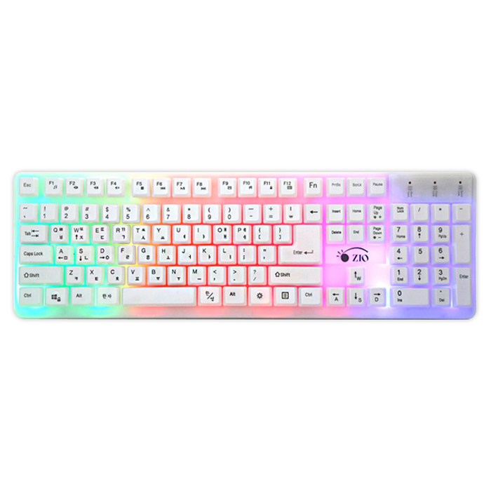 ZIO G-Light 레인보우 LED 유선키보드, CLICKER G3 LED, 화이트 대표 이미지 - 저가 키보드 추천