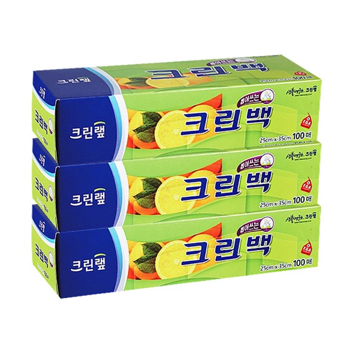 크린랲 크린백 중 25cm x 35cm, 100매입, 3개 대표 이미지 - 크린백 저렴한거 추천