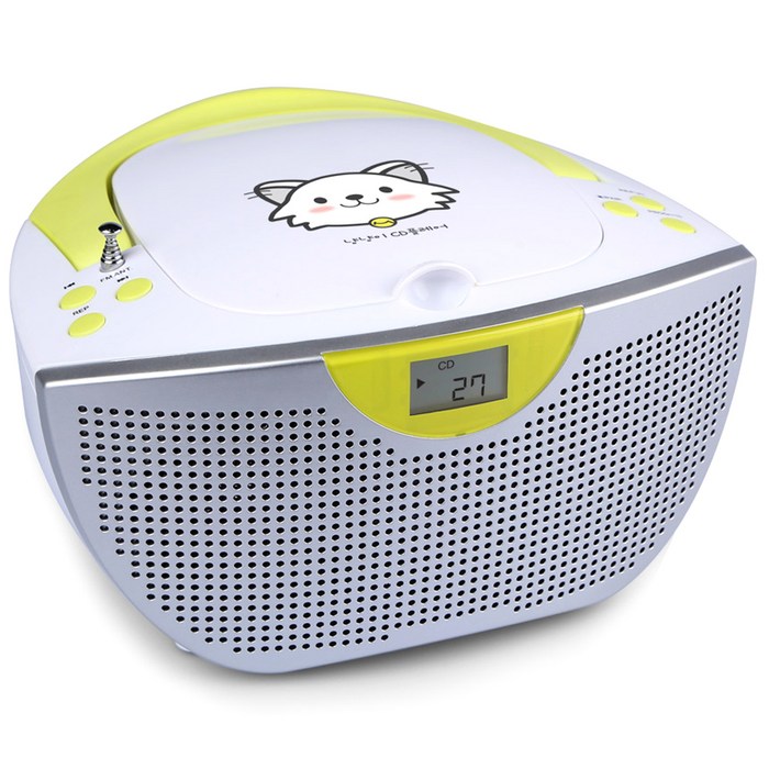 코비 냥냥이 블루투스 CD포터블 플레이어, BTCD7, 화이트 대표 이미지 - CD 플레이어 추천