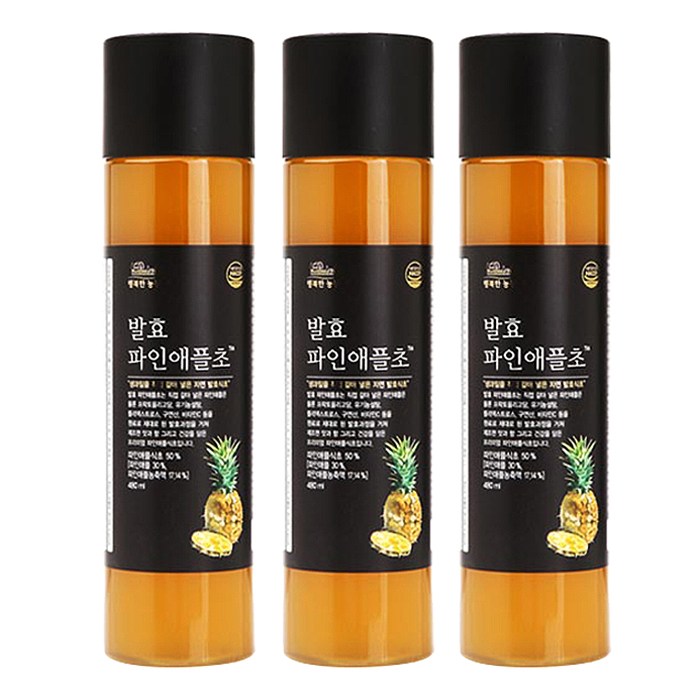 행복한 농장 발효 파인애플초, 480ml, 3개 대표 이미지 - 홍초 추천
