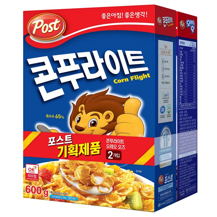 포스트 콘푸라이트 600g + 오레오오즈 500g 콤보팩, 1세트 대표 이미지 - 포스트 시리얼 추천