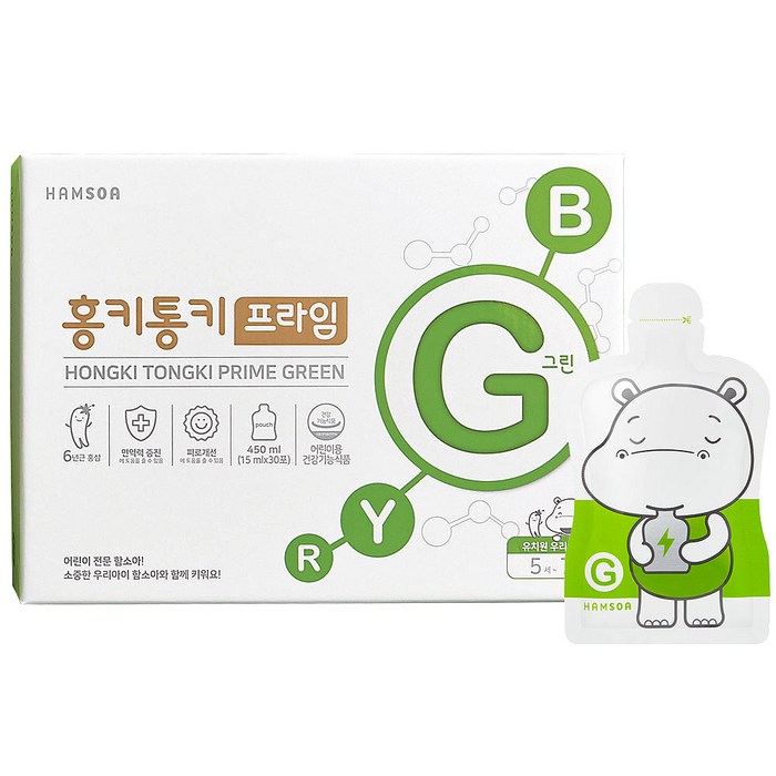 함소아 홍키통키 프라임 그린 유아홍삼, 15ml, 30개입 대표 이미지 - 어린이 홍삼 추천